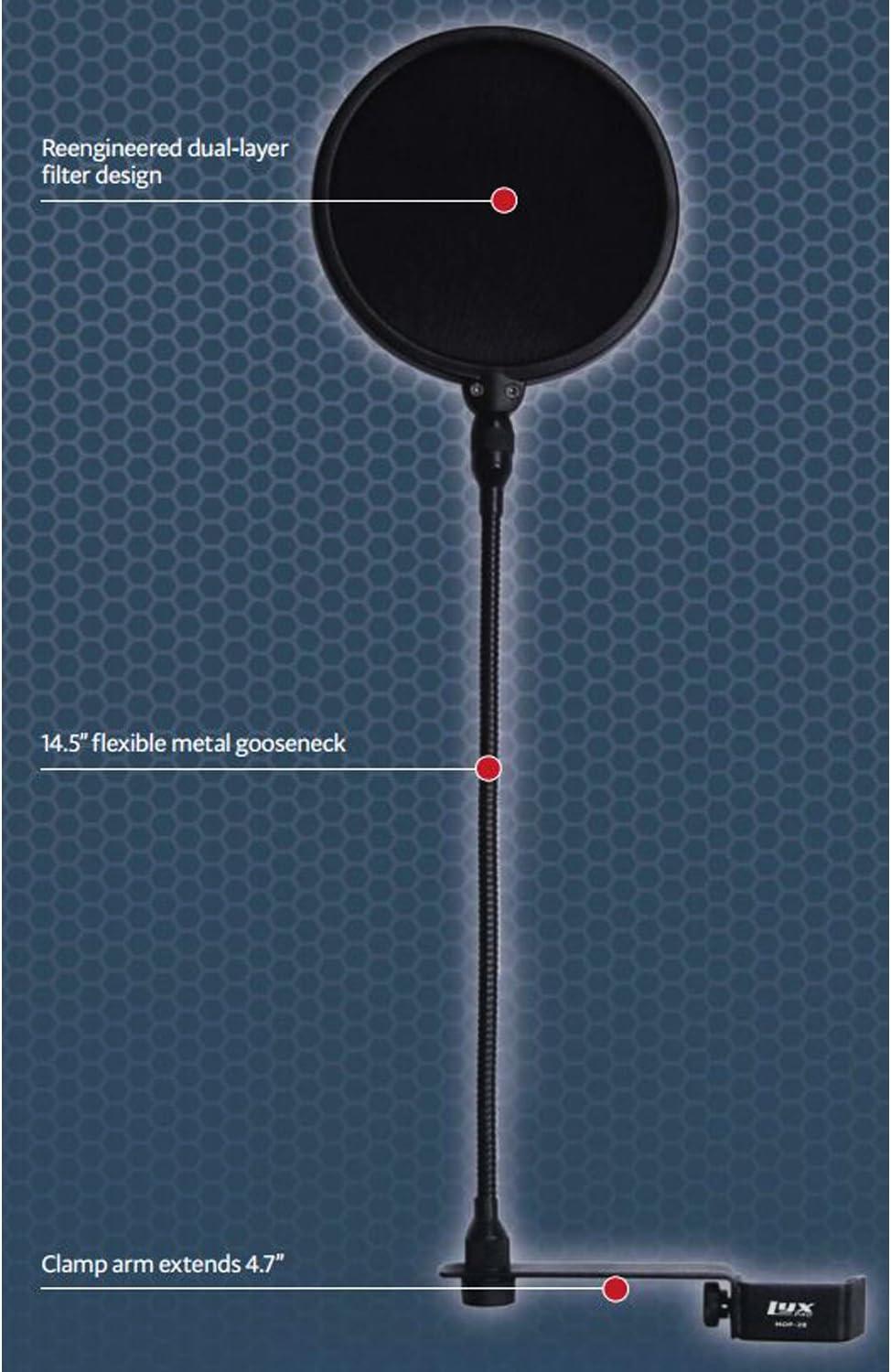 imageLyxPro MOP28 Dual Layer Microphone Pop Filter with Flexible Goozeneck for Superior Vocal Performance Pop Shield