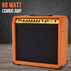 imageLyxPro 60 Watt Electric Guitar Amplifier  Combo Solid State Studio ampamp Stage Amp with 10 4Ohm Speaker Custom EQ Controls Drive Delay  PassiveActiveMic Inputs Aux In ampamp Headphone Jack NaturalMahogany