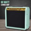 imageLyxPro 60 Watt Electric Guitar Amplifier  Combo Solid State Studio ampamp Stage Amp with 10 4Ohm Speaker Custom EQ Controls Drive Delay  PassiveActiveMic Inputs Aux In ampamp Headphone Jack NaturalGreen