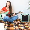 imageLyxPro 60 Watt Electric Guitar Amplifier  Combo Solid State Studio ampamp Stage Amp with 10 4Ohm Speaker Custom EQ Controls Drive Delay  PassiveActiveMic Inputs Aux In ampamp Headphone Jack NaturalGreen