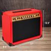 imageLyxPro 60 Watt Electric Guitar Amplifier  Combo Solid State Studio ampamp Stage Amp with 10 4Ohm Speaker Custom EQ Controls Drive Delay  PassiveActiveMic Inputs Aux In ampamp Headphone Jack NaturalRed