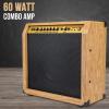 imageLyxPro 60 Watt Electric Guitar Amplifier  Combo Solid State Studio ampamp Stage Amp with 10 4Ohm Speaker Custom EQ Controls Drive Delay  PassiveActiveMic Inputs Aux In ampamp Headphone Jack NaturalNatural