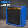 imageLyxPro 60 Watt Electric Guitar Amplifier  Combo Solid State Studio ampamp Stage Amp with 10 4Ohm Speaker Custom EQ Controls Drive Delay  PassiveActiveMic Inputs Aux In ampamp Headphone Jack NaturalBlue