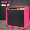 imageLyxPro 60 Watt Electric Guitar Amplifier  Combo Solid State Studio ampamp Stage Amp with 10 4Ohm Speaker Custom EQ Controls Drive Delay  PassiveActiveMic Inputs Aux In ampamp Headphone Jack NaturalPink
