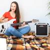 imageLyxPro 60 Watt Electric Guitar Amplifier  Combo Solid State Studio ampamp Stage Amp with 10 4Ohm Speaker Custom EQ Controls Drive Delay  PassiveActiveMic Inputs Aux In ampamp Headphone Jack NaturalWhite