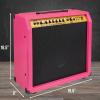 imageLyxPro 60 Watt Electric Guitar Amplifier  Combo Solid State Studio ampamp Stage Amp with 10 4Ohm Speaker Custom EQ Controls Drive Delay  PassiveActiveMic Inputs Aux In ampamp Headphone Jack NaturalPink