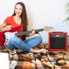 imageLyxPro 60 Watt Electric Guitar Amplifier  Combo Solid State Studio ampamp Stage Amp with 10 4Ohm Speaker Custom EQ Controls Drive Delay  PassiveActiveMic Inputs Aux In ampamp Headphone Jack NaturalRed