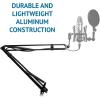 imageLyxPro DKR1 Microphone Arm Stand Mount Adjustable Mic Boom Stand Swivel Mount Suspension Scissor ampamp Clip  Desk Attachment and Clamp Supports Blue Yeti SnowballBlack