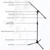 imageLyxPro Microphone Stand Boom Arm Tilting Rotating Floor Podium Stage or Studio Strong Durable And Foldable Height 385quot 66quot Extends Arm to 29 38quot Comes With 38quot and 58quot mount Adapter1 pack