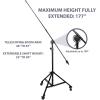 imageLyxPro SMT1 Professional Microphone Stand Heavy Duty 93 Studio Overhead Boom Stand 76 Extra Long Telescoping Arm Mount Foldable Tripod Legs ampamp Adjustable Counterweightwith Caster Wheels
