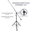 imageLyxPro SMT1 Professional Microphone Stand Heavy Duty 93 Studio Overhead Boom Stand 76 Extra Long Telescoping Arm Mount Foldable Tripod Legs ampamp Adjustable CounterweightStandard