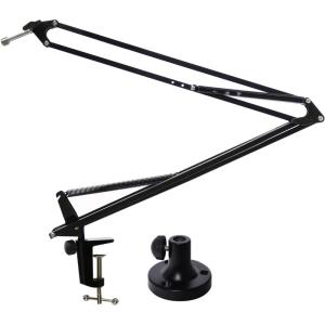 imageLyxPro DKR1 Microphone Arm Stand Mount Adjustable Mic Boom Stand Swivel Mount Suspension Scissor ampamp Clip  Desk Attachment and Clamp Supports Blue Yeti SnowballBlack