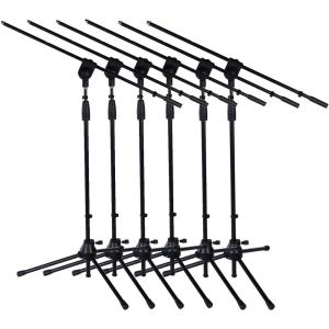imageLyxPro Microphone Stand Boom Arm Tilting Rotating Floor Podium Stage or Studio Strong Durable And Foldable Height 385quot 66quot Extends Arm to 29 38quot Comes With 38quot and 58quot mount Adapter6 Pack