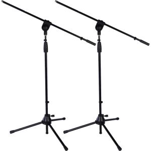 imageLyxPro Microphone Stand Boom Arm Tilting Rotating Floor Podium Stage or Studio Strong Durable And Foldable Height 385quot 66quot Extends Arm to 29 38quot Comes With 38quot and 58quot mount Adapter2 Pack