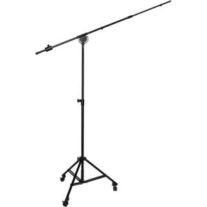 imageLyxPro SMT2 Professional Microphone Stand Heavy Duty 90 Studio Overhead Boom Stand with Rolling Casters 87 Extra Long Telescoping Arm Mount Foldable Tripod Legs ampamp Adjustable Counterweight