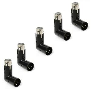 imageLyxPro XLR Angle Adapter Dual Male and Female can be positioned to 4 Different Angles Right Left and 90 Degree Great for Mixers That Interfere with Other Applicationspack of 5