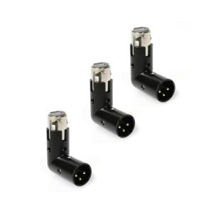 imageLyxPro XLR Angle Adapter Dual Male and Female can be positioned to 4 Different Angles Right Left and 90 Degree Great for Mixers That Interfere with Other Applications3 Pack