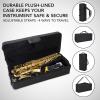 imageAlto Saxophone E Flat Brass Sax Kit Professional Sound Complete Accessories Ideal for All Players Includes Hard Case 10 Extra Reeds Strap Gloves Cleaning Kit ampamp More Gold Lacquer FinishGold Lacquer