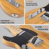 imageLyxPro 30 Electric Guitar Left Hand TL Series FullSize Paulownia Wood Body 3Ply Pickguard CShape Neck Ashtray Bridge Quality Gear Tuners 3Way Switch ampamp VolumeTone Controls 2 Picks GreenNatural
