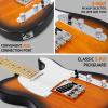 imageLyxPro 30 Electric Guitar Left Hand TL Series FullSize Paulownia Wood Body 3Ply Pickguard CShape Neck Ashtray Bridge Quality Gear Tuners 3Way Switch ampamp VolumeTone Controls 2 Picks GreenSunburst