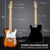 imageLyxPro 30 Electric Guitar Left Hand TL Series FullSize Paulownia Wood Body 3Ply Pickguard CShape Neck Ashtray Bridge Quality Gear Tuners 3Way Switch ampamp VolumeTone Controls 2 Picks GreenSunburst