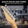 imageLyxPro 30 Electric Guitar Left Hand TL Series FullSize Paulownia Wood Body 3Ply Pickguard CShape Neck Ashtray Bridge Quality Gear Tuners 3Way Switch ampamp VolumeTone Controls 2 Picks GreenMahogany