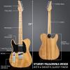 imageLyxPro 30 Electric Guitar Left Hand TL Series FullSize Paulownia Wood Body 3Ply Pickguard CShape Neck Ashtray Bridge Quality Gear Tuners 3Way Switch ampamp VolumeTone Controls 2 Picks GreenNatural