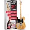 imageLyxPro 30 Electric Guitar Left Hand TL Series FullSize Paulownia Wood Body 3Ply Pickguard CShape Neck Ashtray Bridge Quality Gear Tuners 3Way Switch ampamp VolumeTone Controls 2 Picks GreenNatural