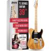 imageLyxPro 30 Electric Guitar Left Hand TL Series FullSize Paulownia Wood Body 3Ply Pickguard CShape Neck Ashtray Bridge Quality Gear Tuners 3Way Switch ampamp VolumeTone Controls 2 Picks GreenNatural