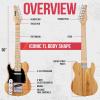 imageLyxPro 30 Electric Guitar Left Hand TL Series FullSize Paulownia Wood Body 3Ply Pickguard CShape Neck Ashtray Bridge Quality Gear Tuners 3Way Switch ampamp VolumeTone Controls 2 Picks GreenNatural