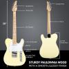 imageLyxPro 30 Electric Guitar Left Hand TL Series FullSize Paulownia Wood Body 3Ply Pickguard CShape Neck Ashtray Bridge Quality Gear Tuners 3Way Switch ampamp VolumeTone Controls 2 Picks GreenWhite
