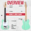 imageLyxPro 30 Electric Guitar Left Hand TL Series FullSize Paulownia Wood Body 3Ply Pickguard CShape Neck Ashtray Bridge Quality Gear Tuners 3Way Switch ampamp VolumeTone Controls 2 Picks GreenGreen