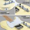 imageLyxPro 30 Electric Guitar Left Hand TL Series FullSize Paulownia Wood Body 3Ply Pickguard CShape Neck Ashtray Bridge Quality Gear Tuners 3Way Switch ampamp VolumeTone Controls 2 Picks GreenWhite