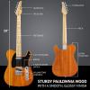 imageLyxPro 30 Electric Guitar Left Hand TL Series FullSize Paulownia Wood Body 3Ply Pickguard CShape Neck Ashtray Bridge Quality Gear Tuners 3Way Switch ampamp VolumeTone Controls 2 Picks GreenMahogany