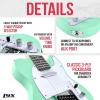 imageLyxPro 30 Electric Guitar Left Hand TL Series FullSize Paulownia Wood Body 3Ply Pickguard CShape Neck Ashtray Bridge Quality Gear Tuners 3Way Switch ampamp VolumeTone Controls 2 Picks GreenGreen