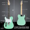 imageLyxPro 30 Electric Guitar Left Hand TL Series FullSize Paulownia Wood Body 3Ply Pickguard CShape Neck Ashtray Bridge Quality Gear Tuners 3Way Switch ampamp VolumeTone Controls 2 Picks GreenGreen