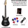 imageLyxPro CS 30 Left Hand Electric Guitar Kit for Beginner Intermediate ampamp Pro Players with Guitar Amp Cable 6 Picks ampamp Learners Guide Solid Wood Body VolumeTone Controls 5Way Pickup  PinkBlack