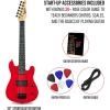 imageLyxPro CS 30 Left Hand Electric Guitar Kit for Beginner Intermediate ampamp Pro Players with Guitar Amp Cable 6 Picks ampamp Learners Guide Solid Wood Body VolumeTone Controls 5Way Pickup  PinkRed