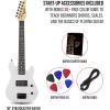 imageLyxPro CS 30 Left Hand Electric Guitar Kit for Beginner Intermediate ampamp Pro Players with Guitar Amp Cable 6 Picks ampamp Learners Guide Solid Wood Body VolumeTone Controls 5Way Pickup  PinkWhite