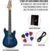 imageLyxPro CS 30 Left Hand Electric Guitar Kit for Beginner Intermediate ampamp Pro Players with Guitar Amp Cable 6 Picks ampamp Learners Guide Solid Wood Body VolumeTone Controls 5Way Pickup  PinkBlue