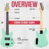 imageLyxPro CS 30 Left Hand Electric Guitar Kit for Beginner Intermediate ampamp Pro Players with Guitar Amp Cable 6 Picks ampamp Learners Guide Solid Wood Body VolumeTone Controls 5Way Pickup  PinkGreen