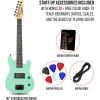 imageLyxPro CS 30 Left Hand Electric Guitar Kit for Beginner Intermediate ampamp Pro Players with Guitar Amp Cable 6 Picks ampamp Learners Guide Solid Wood Body VolumeTone Controls 5Way Pickup  PinkGreen