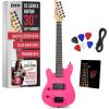 imageLyxPro CS 30 Left Hand Electric Guitar Kit for Beginner Intermediate ampamp Pro Players with Guitar Amp Cable 6 Picks ampamp Learners Guide Solid Wood Body VolumeTone Controls 5Way Pickup  PinkPink
