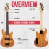 imageLyxPro CS 30 Left Hand Electric Guitar Kit for Beginner Intermediate ampamp Pro Players with Guitar Amp Cable 6 Picks ampamp Learners Guide Solid Wood Body VolumeTone Controls 5Way Pickup  PinkNatural