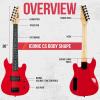 imageLyxPro CS 30 Left Hand Electric Guitar Kit for Beginner Intermediate ampamp Pro Players with Guitar Amp Cable 6 Picks ampamp Learners Guide Solid Wood Body VolumeTone Controls 5Way Pickup  PinkRed