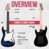 imageLyxPro CS 36 Left Hand Electric Guitar Kit for Beginner Intermediate ampamp Pro Players with Guitar Amp Cable 6 Picks ampamp Learners Guide Solid Wood Body VolumeTone Controls 5Way Pickup  BlueBlue