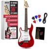 imageLyxPro CS 36 Left Hand Electric Guitar Kit for Beginner Intermediate ampamp Pro Players with Guitar Amp Cable 6 Picks ampamp Learners Guide Solid Wood Body VolumeTone Controls 5Way Pickup  BlueRed