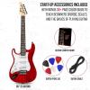 imageLyxPro CS 36 Left Hand Electric Guitar Kit for Beginner Intermediate ampamp Pro Players with Guitar Amp Cable 6 Picks ampamp Learners Guide Solid Wood Body VolumeTone Controls 5Way Pickup  BlueRed