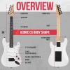 imageLyxPro CS 36 Left Hand Electric Guitar Kit for Beginner Intermediate ampamp Pro Players with Guitar Amp Cable 6 Picks ampamp Learners Guide Solid Wood Body VolumeTone Controls 5Way Pickup  BlueWhite