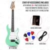 imageLyxPro CS 36 Left Hand Electric Guitar Kit for Beginner Intermediate ampamp Pro Players with Guitar Amp Cable 6 Picks ampamp Learners Guide Solid Wood Body VolumeTone Controls 5Way Pickup  BlueGreen